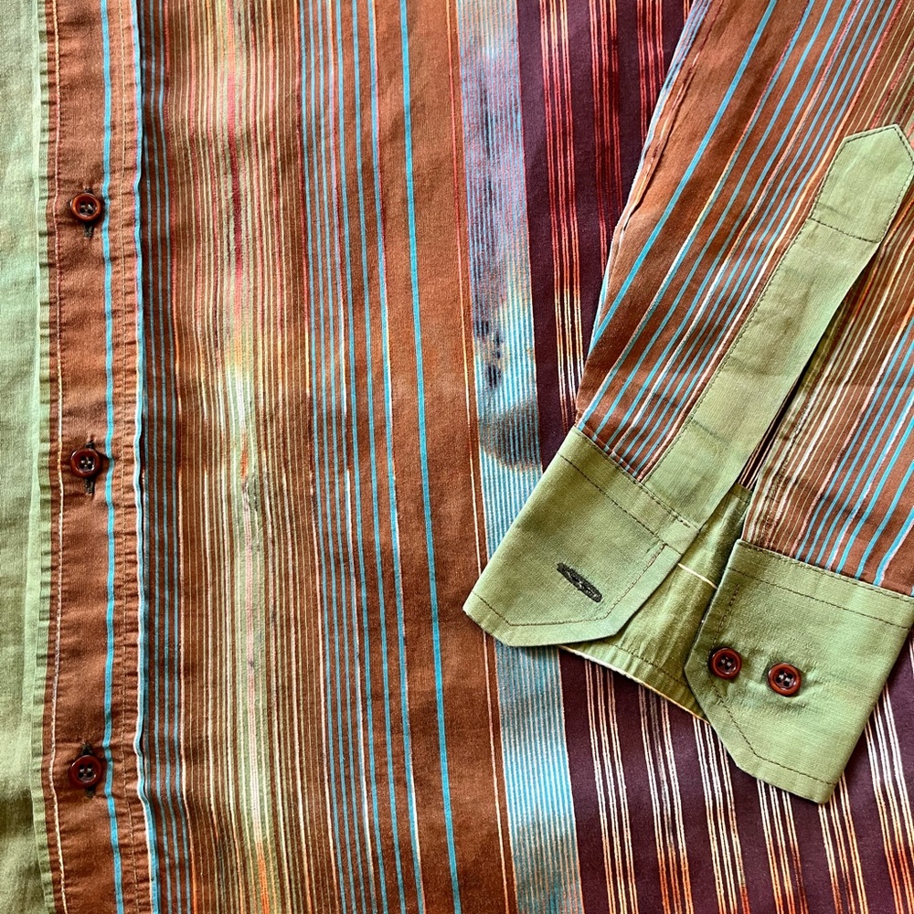 Yashi Yamamuri Terzo Millenneo Men’s Cotton Blend Button Up L/S Collared Shirt L - Picture 4 of 10